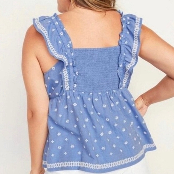 Boho ruffle embroidered Old Navy sleeveless top cottage core ruffles cute - Picture 10 of 12